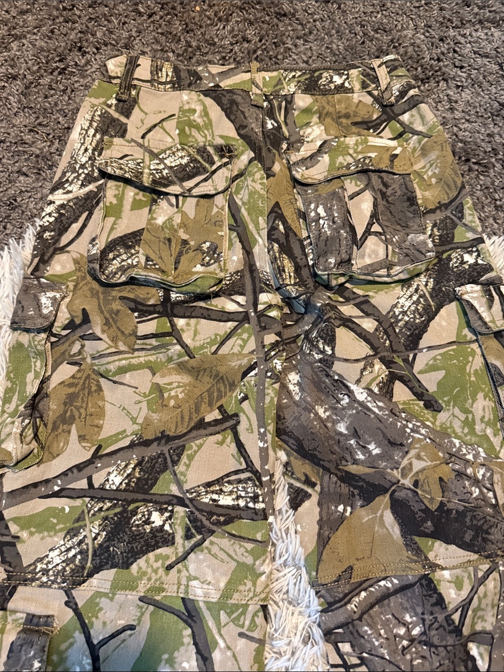 Kids Camo Cargo Pants in Green and Tan - Durable Outdoor Bottoms - Picture 10 of 14